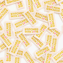 Stitched with Love - Gold Sewing Woven Clothing Label Tags