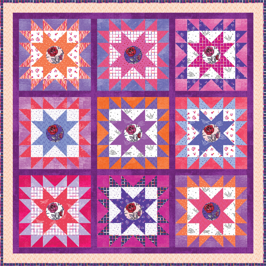 ECHO STAR Quilt Kit with PERFECT DAY & GLAZE II Fabrics